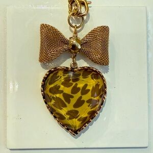 Vintage Betsey Johnson Necklace - Gold Heart and Bow